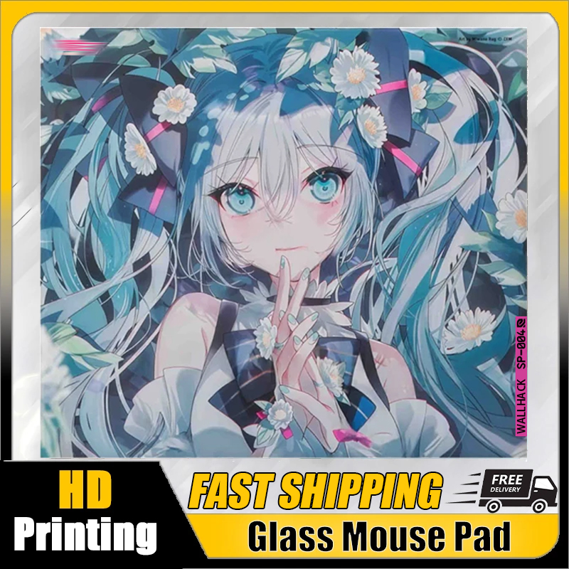 Fps Gaming Mouse - Japanese Kawaii Anime Blue Girl Glass
