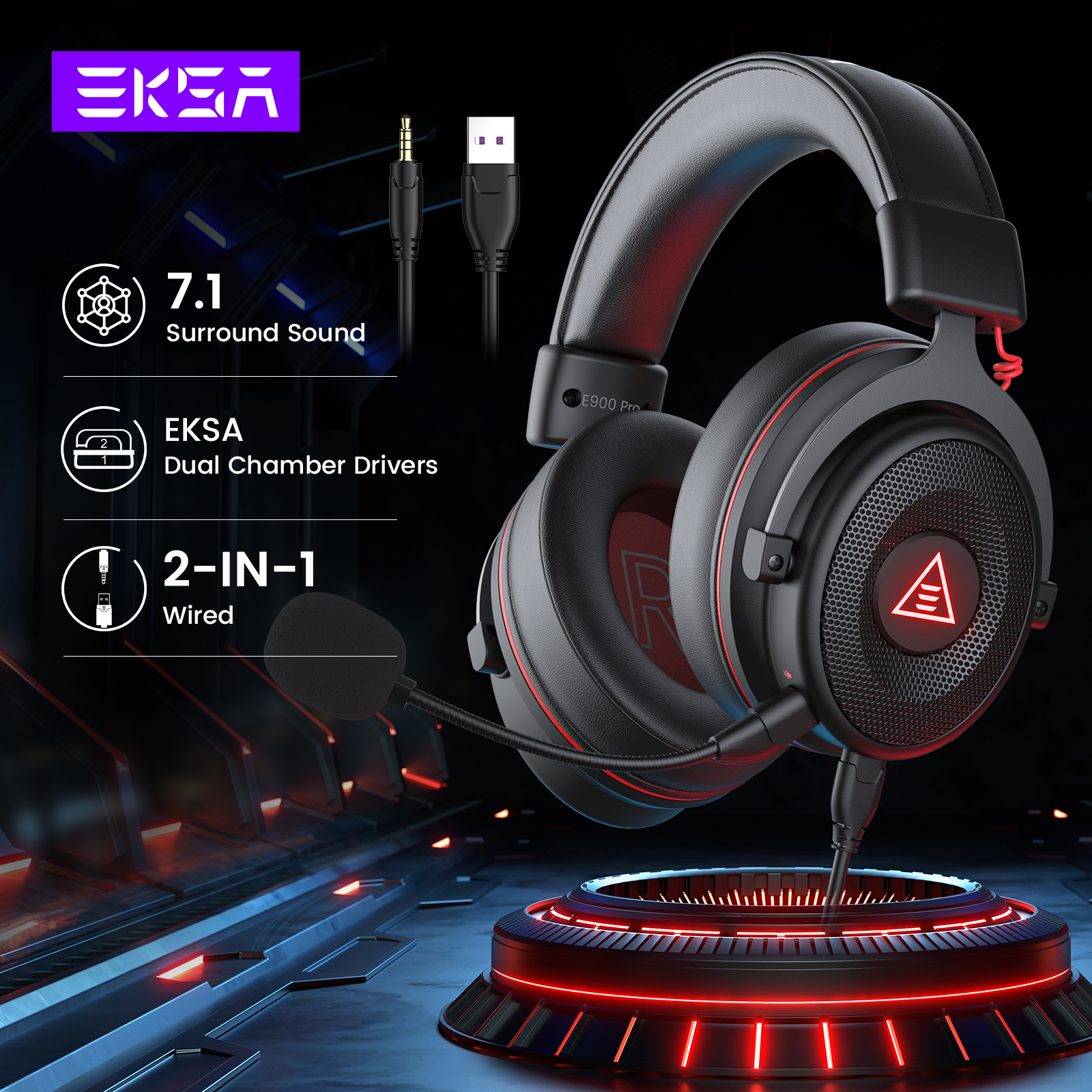Pc Gaming Upgrades - EKSA PC Gaming Headphones Over-Ear,E900 Pro