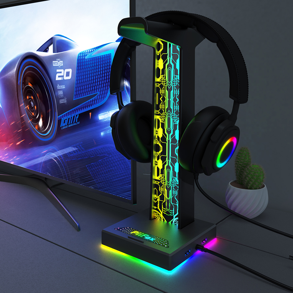 Pc Gaming Desktop - RGB Gaming Headphone Stand Dual USB