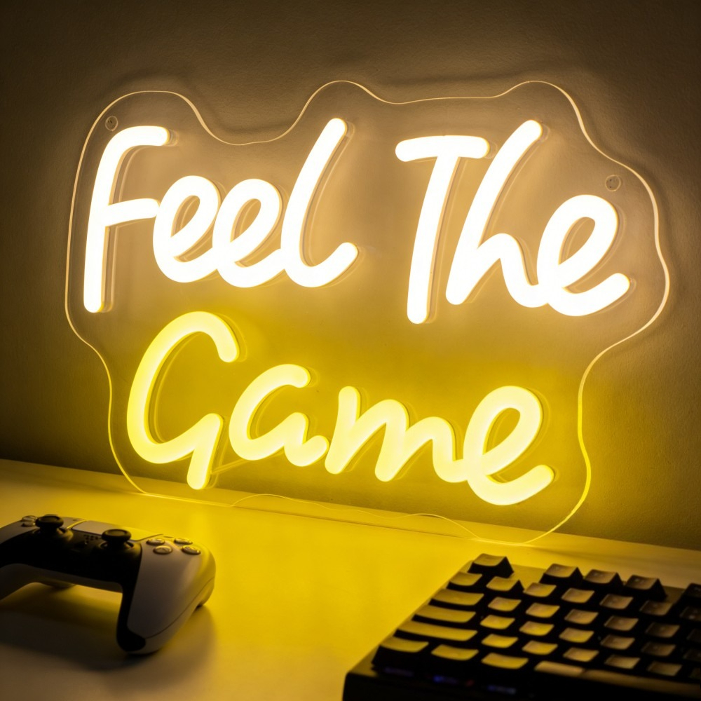 Feel The Game Neon Sign LED Wa - Pc Gaming Yellow recension och pris