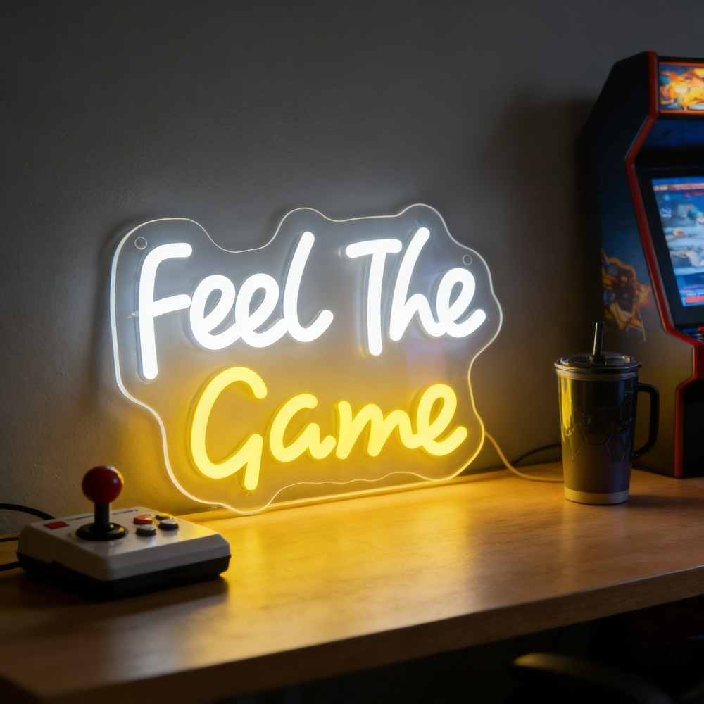 Feel The Game Neon Sign LED Wa - Pc Gaming Yellow recension och pris