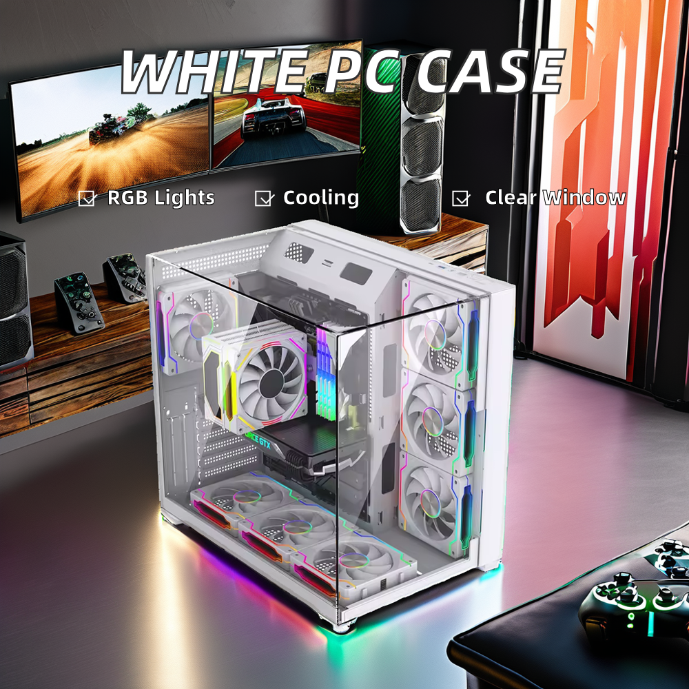 White PC Case Chassis Full Tow - Pc Gaming Mini recension och pris