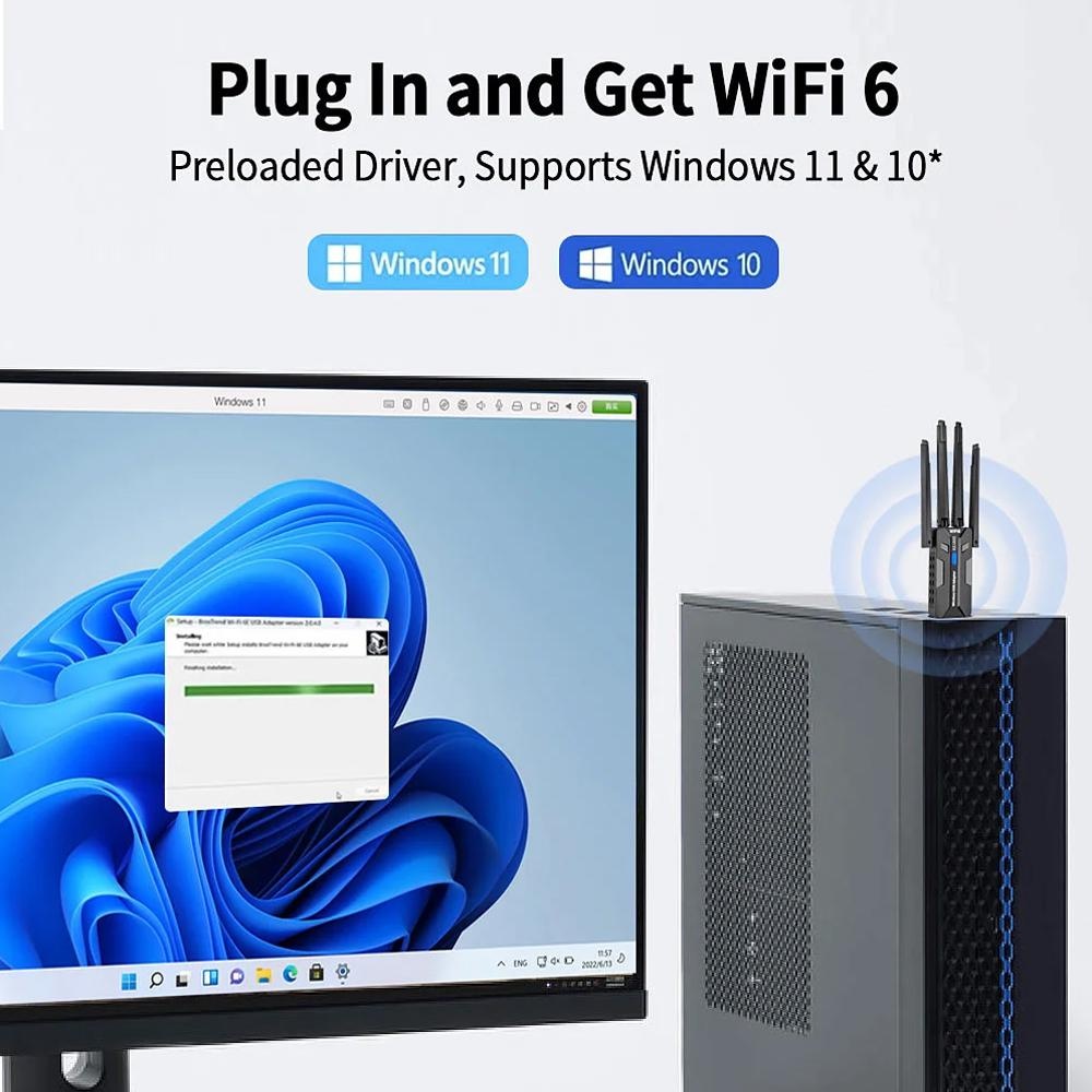WiFi 6 USB Adapter 1800Mbps Du - Pc Gaming Desktop recension och pris