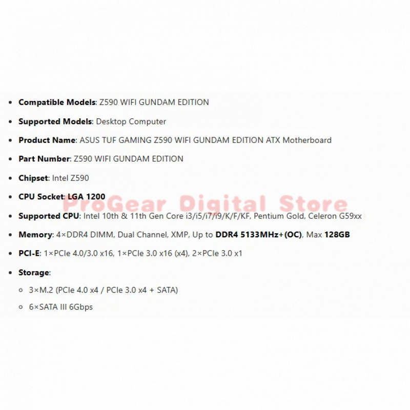for Asus Z590 WIFI GUNDAM EDIT - Pc Gaming Intel Core I5 recension och pris